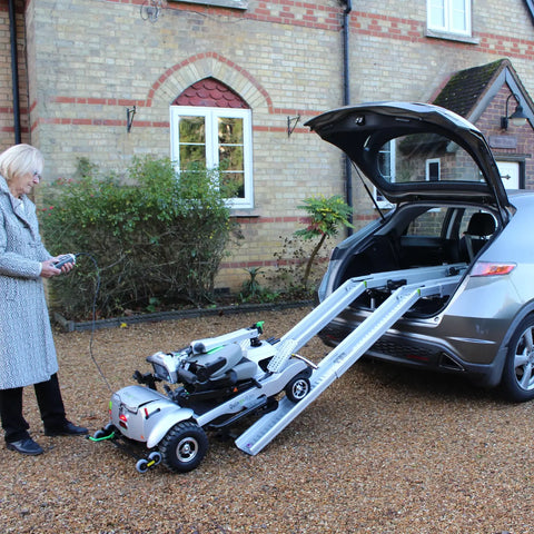 Quingo Flyte Mobility Scooter with MK2 Self Loading Ramp Quingo Flyte Mobility Scooter with MK2 Self Loading Ramp