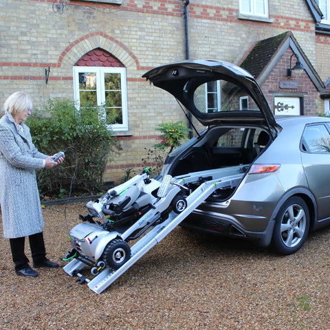 Quingo Flyte Mobility Scooter with MK2 Self Loading Ramp Quingo Flyte Mobility Scooter with MK2 Self Loading Ramp