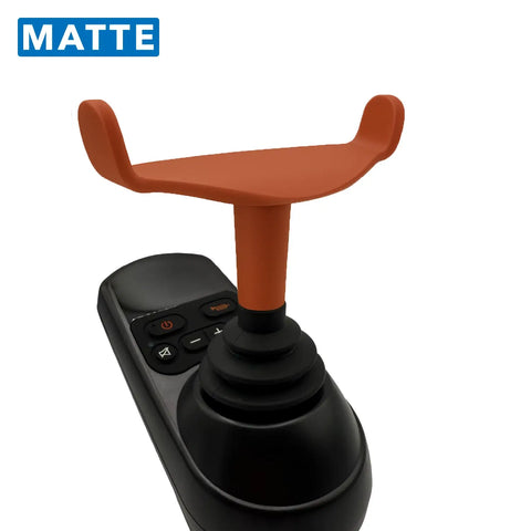 Black joystick with red handles on a white and black background, featuring the 'GLOW' brand.