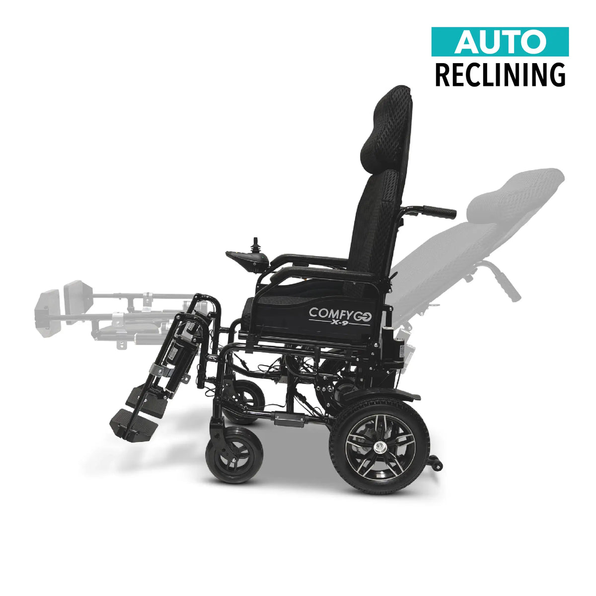X-9 Remote Controlled Electric Wheelchair, Automatic Reclining Backrest & Lifting Leg Rests