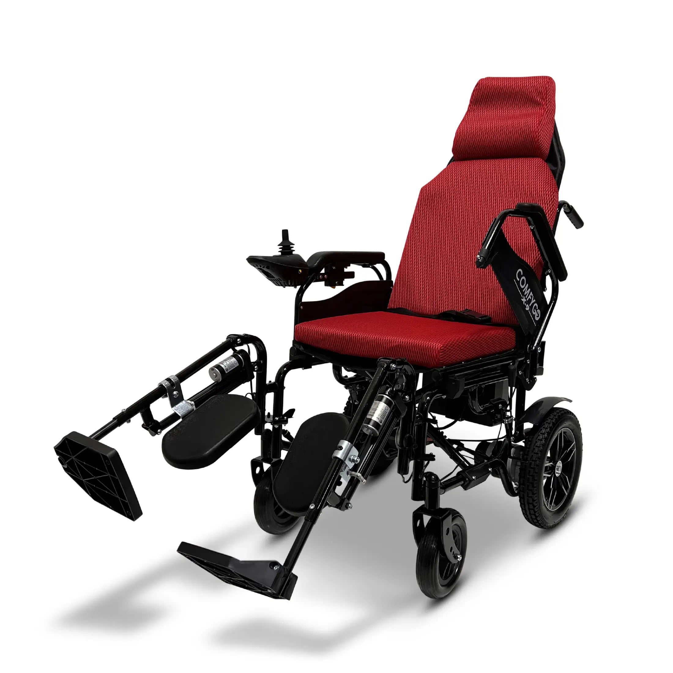 X-9 Remote Controlled Electric Wheelchair, Automatic Reclining Backrest &  Lifting Leg Rests - Red / Up to 10 mile